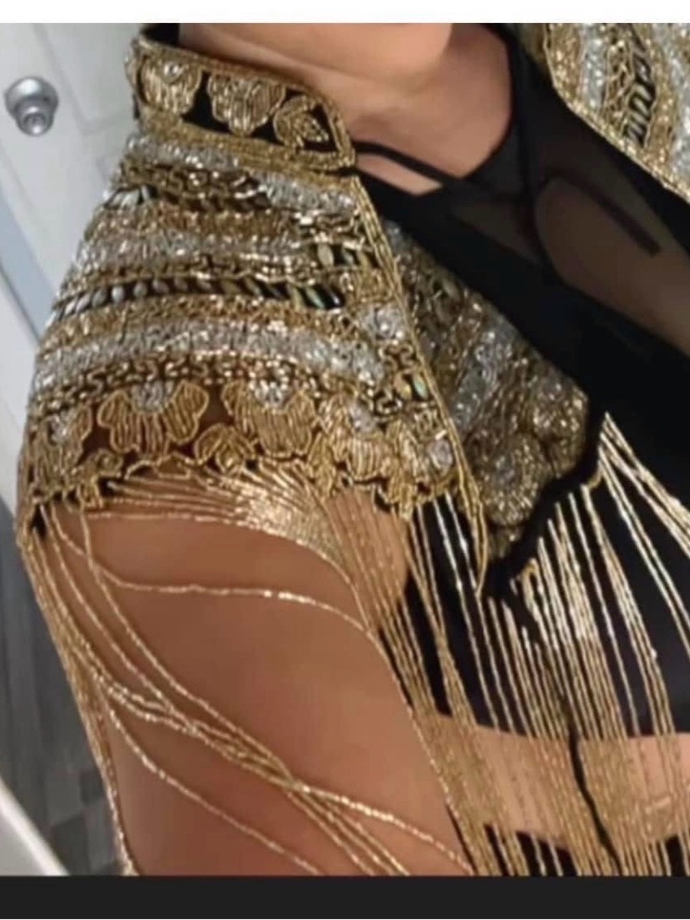 Handmade BEADED fringe cape. STUNNING. Statement piece with jeans , RAVE… - Picture 4 of 6